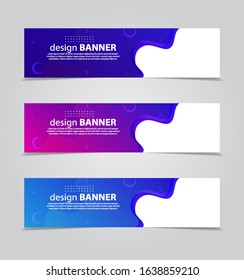three wavy web banners header vector design. with Liquid color background.Fluid gradient shapes composition