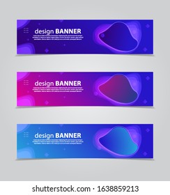 three wavy web banners header vector design. with Liquid color background.Fluid gradient shapes composition