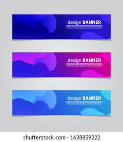 three wavy web banners header vector design. with Liquid color background.Fluid gradient shapes composition