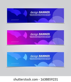three wavy web banners header vector design. with Liquid color background.Fluid gradient shapes composition