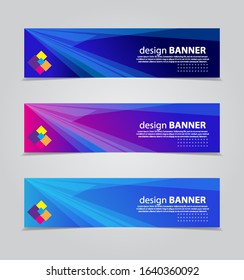 three wavy web banners header vector design. with geometric background.Fluid gradient shapes composition