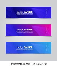 three wavy web banners header vector design. with geometric background.Fluid gradient shapes composition