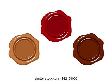 Three wax seals. Vector illustration.