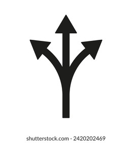 Three way arrow icon. Three way direction. Vector. Flat design.