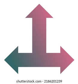 Up Three Way Arrow Icon Gradient Vector