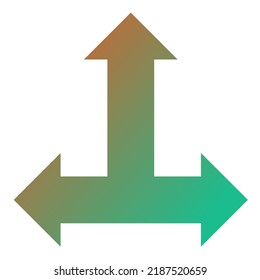 Up Three Way Arrow Icon Gradient Vector
