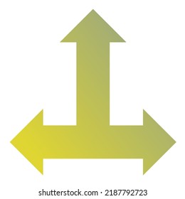 Up Three Way Arrow Icon Gradient Vector