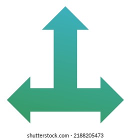 Up Three Way Arrow Icon Gradient Vector