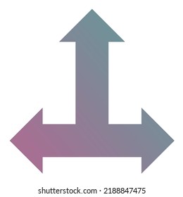 Up Three Way Arrow Icon Gradient Vector