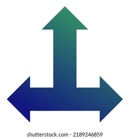 Up Three Way Arrow Icon Gradient Vector