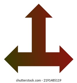Up Three Way Arrow Icon Gradient Vector