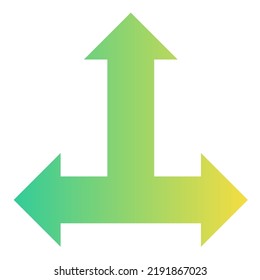 Up Three Way Arrow Icon Gradient Vector