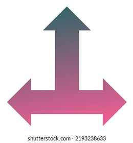 Up Three Way Arrow Icon Gradient Vector