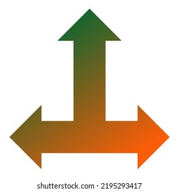Up Three Way Arrow Icon Gradient Vector