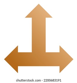 Up Three Way Arrow Icon Gradient Vector