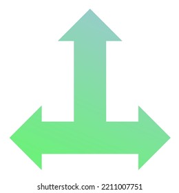 Up Three Way Arrow Icon Gradient Vector