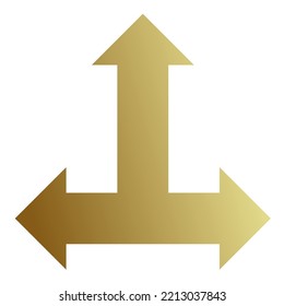 Up Three Way Arrow Icon Gradient Vector