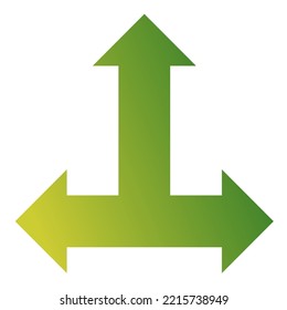Vector de gradiente de icono de flecha de tres vías hacia arriba