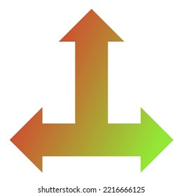 Up Three Way Arrow Icon Gradient Vector