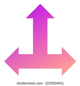 Vector de gradiente de icono de flecha de tres vías hacia arriba