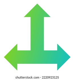 Up Three Way Arrow Icon Gradient Vector