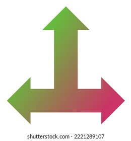 Up Three Way Arrow Icon Gradient Vector