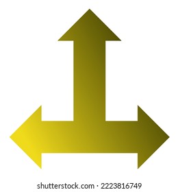 Vector de gradiente de icono de flecha de tres vías hacia arriba