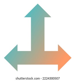 Vector de gradiente de icono de flecha de tres vías hacia arriba