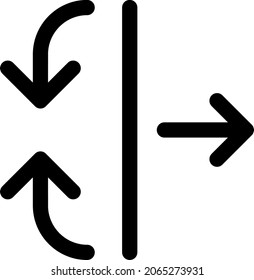 Three Way Arrow Outline Vector Icon Design
