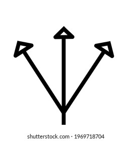 Icono de flecha de tres direcciones. Vector