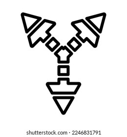 Three Way Direction Arrow Icon in Line Style