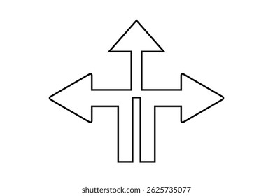 three way direction arrow icon, vector arrow icon.