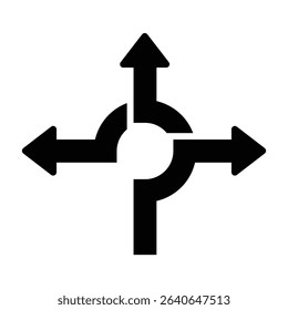 Three way direction arrow icon isolated on background vector illustration.
