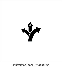 flecha de dirección de tres vías, icono de dirección de carretera, ilustración vectorial