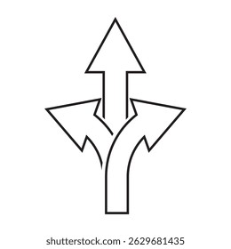 Three way direction arrow road vector illustration. Three Way For black and Blue color Arrow icon. Arrows direction icon.
