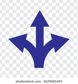 Three way direction arrow road vector illustration. Three Way For black and Blue color Arrow icon. Arrows direction icon.