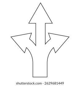 Three way direction arrow road vector illustration. Three Way For black and Blue color Arrow icon. Arrows direction icon.