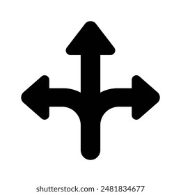 Three way direction arrow sign, road sign direction icon, vector design