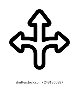 Three way direction arrow sign, road sign direction icon, vector design