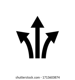 símbolo de flecha de dirección de tres vías.icono ilustración de diseño gráfico vectorial