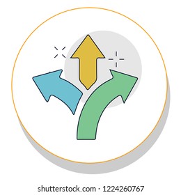 three way direction arrow trendy icon on white background for web graphic