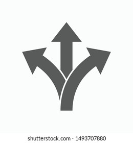 Three Way Direction Arrow Vector Illustration