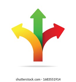 Three Way Direction Arrow Vector Illustration.