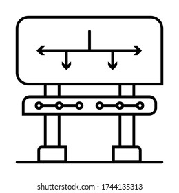 Icono de esquema de flechas de dirección de tres direcciones