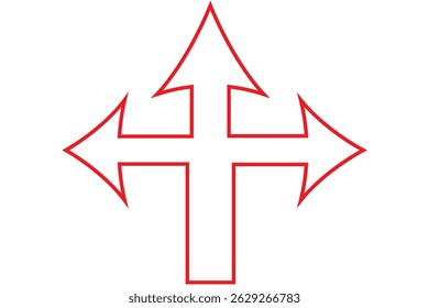 Three way direction arrows sign Stroke EPS 10