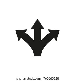 Three way direction arrows. Vector icon