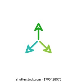 diseño de logotipo de icono de vectores de dirección de tres vías