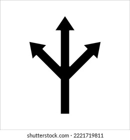 three way directional arrow, road sign directional icon, vector illustration, on a white background.