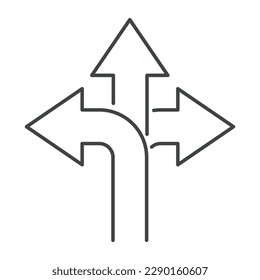 Drei-Wege-Symbol. Wählen Sie das Wegkonzept. Vektorgrafik.