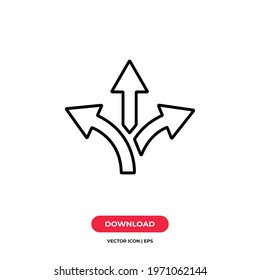 Three way icon vector. Way sign